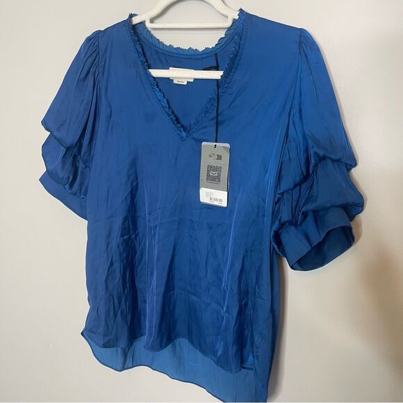$278 Zadig & Voltaire Taste Bubble Sleeve Satin Top NWT FLAWED - Picture 7 of 12